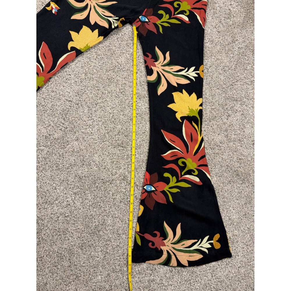 Farm Rio Floral Flare Pants Womens XS Black Tropical Wide Leg - Picture 7 of 15